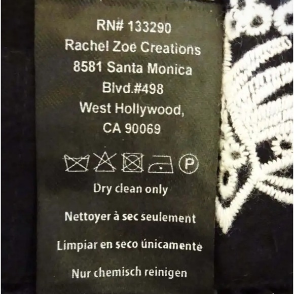 $325 Rachel Zoe Split Neck Embroidered Blouse 0 XXS XS Black + White Cotton NWT - Picture 10 of 14